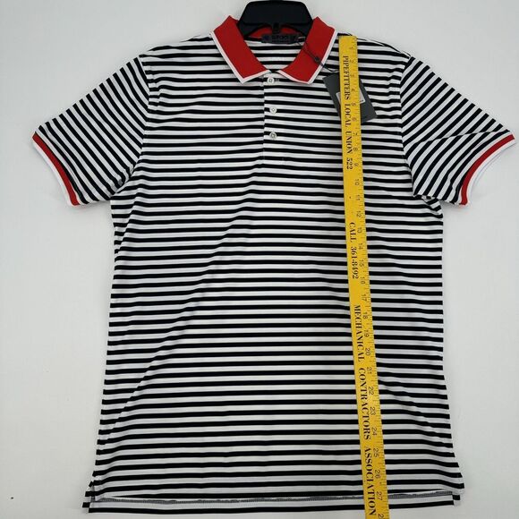 New Mens $120 G/FORE BOLD STRIPE Collared Tour Luxe Golf Polo Red White Blue - Picture 3 of 6